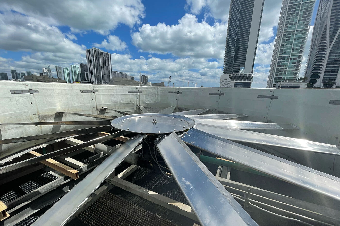 Class 10000 SC fan installation in cooling tower in Miami