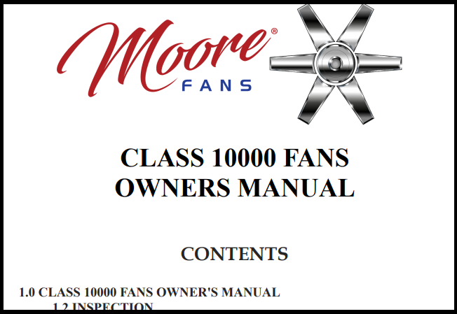 Moore Fans Owners Manuals